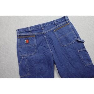 Wrangler Riggs Double Knee Jeans Mens 42x30 Blue Denim Straight Leg Workwear